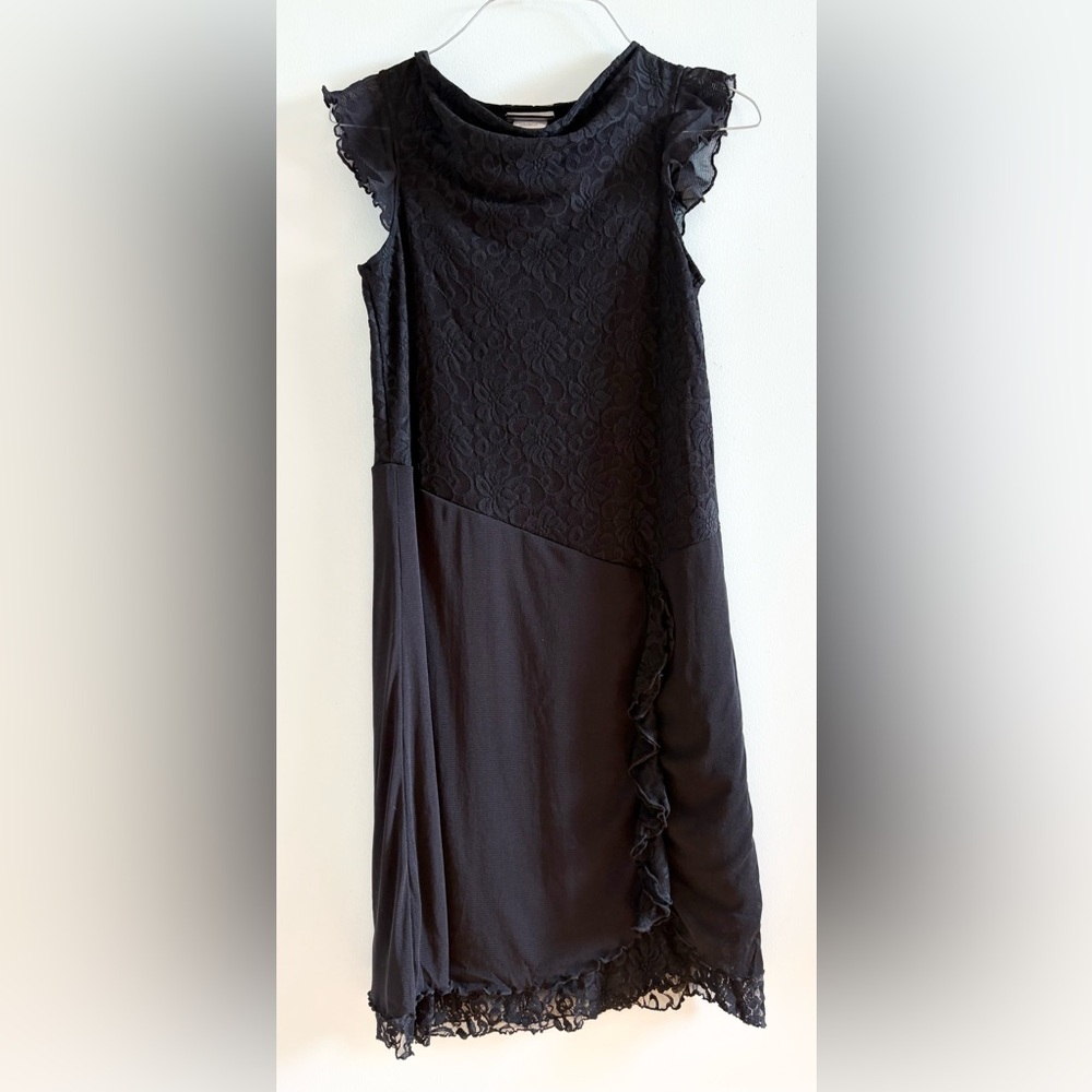 Elegant Asymmetrical Black Lace Dress